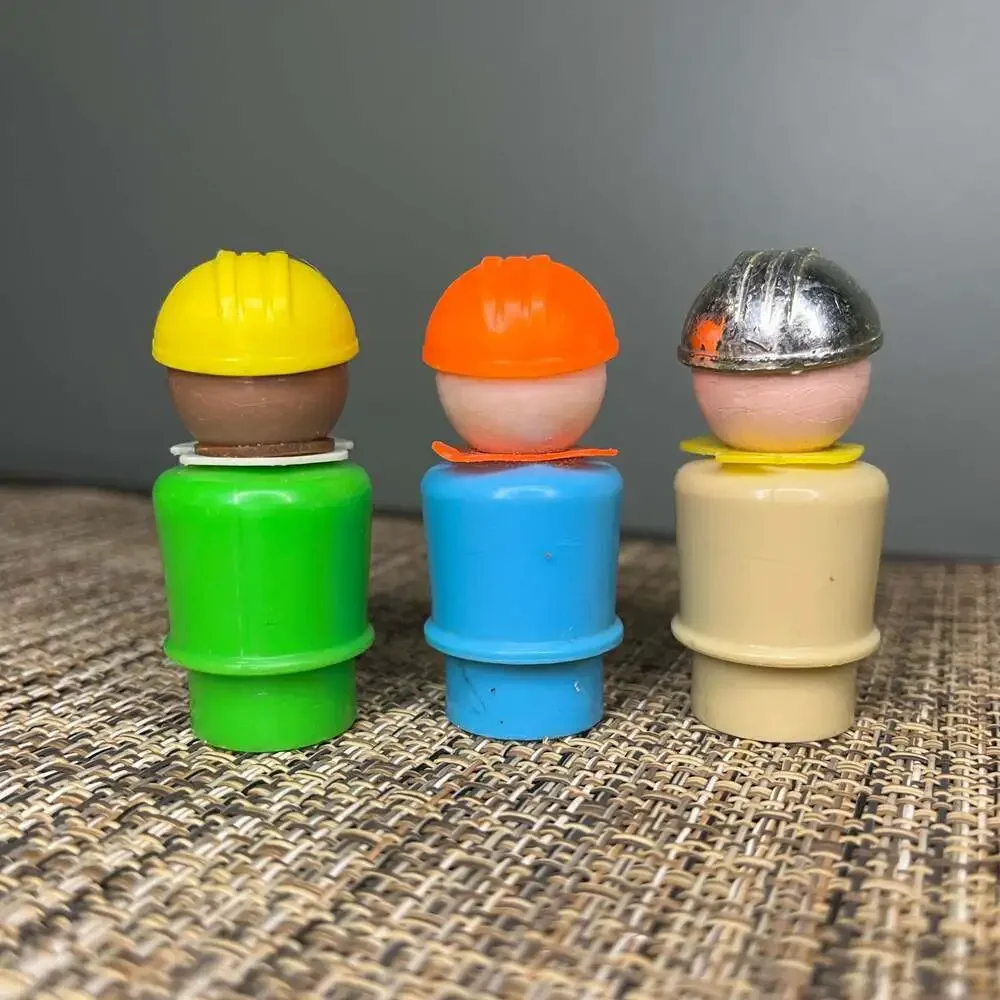 Lot of 3 Vintage Fisher-Price Little People Construction Worker Figures includin